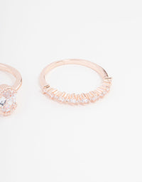 Rose Gold Plated Cubic Zirconia Large Oval Ring 3-Pack - link has visual effect only