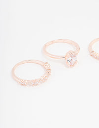 Rose Gold Plated Cubic Zirconia Large Oval Ring 3-Pack - link has visual effect only