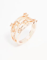 Rose Gold Plated Cubic Zirconia Pave & Scatter Ring - link has visual effect only