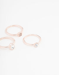 Rose Gold Plated Square & Pear Ring 5-Pack - link has visual effect only