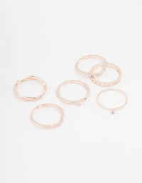 Rose Gold Plated Cubic Zirconia Twist & Dip Ring 6-Pack - link has visual effect only