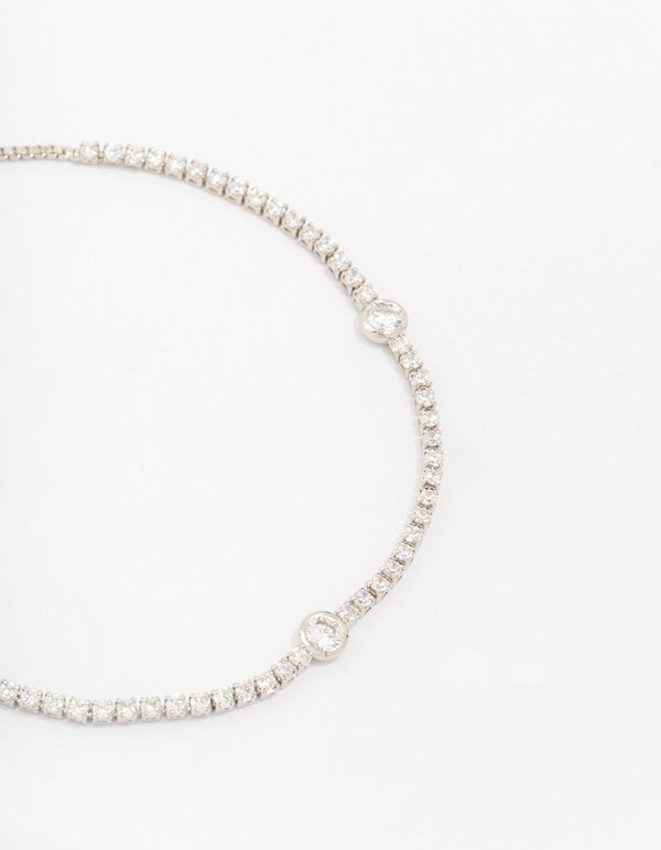 Silver Cubic Zirconia Toggle Bracelet