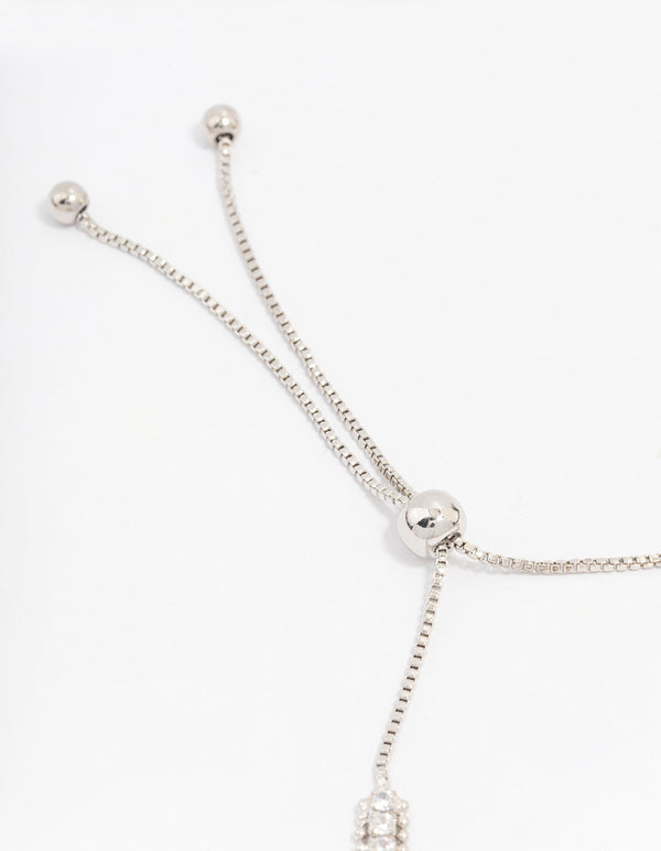 Silver Cubic Zirconia Tennis Toggle Bracelet