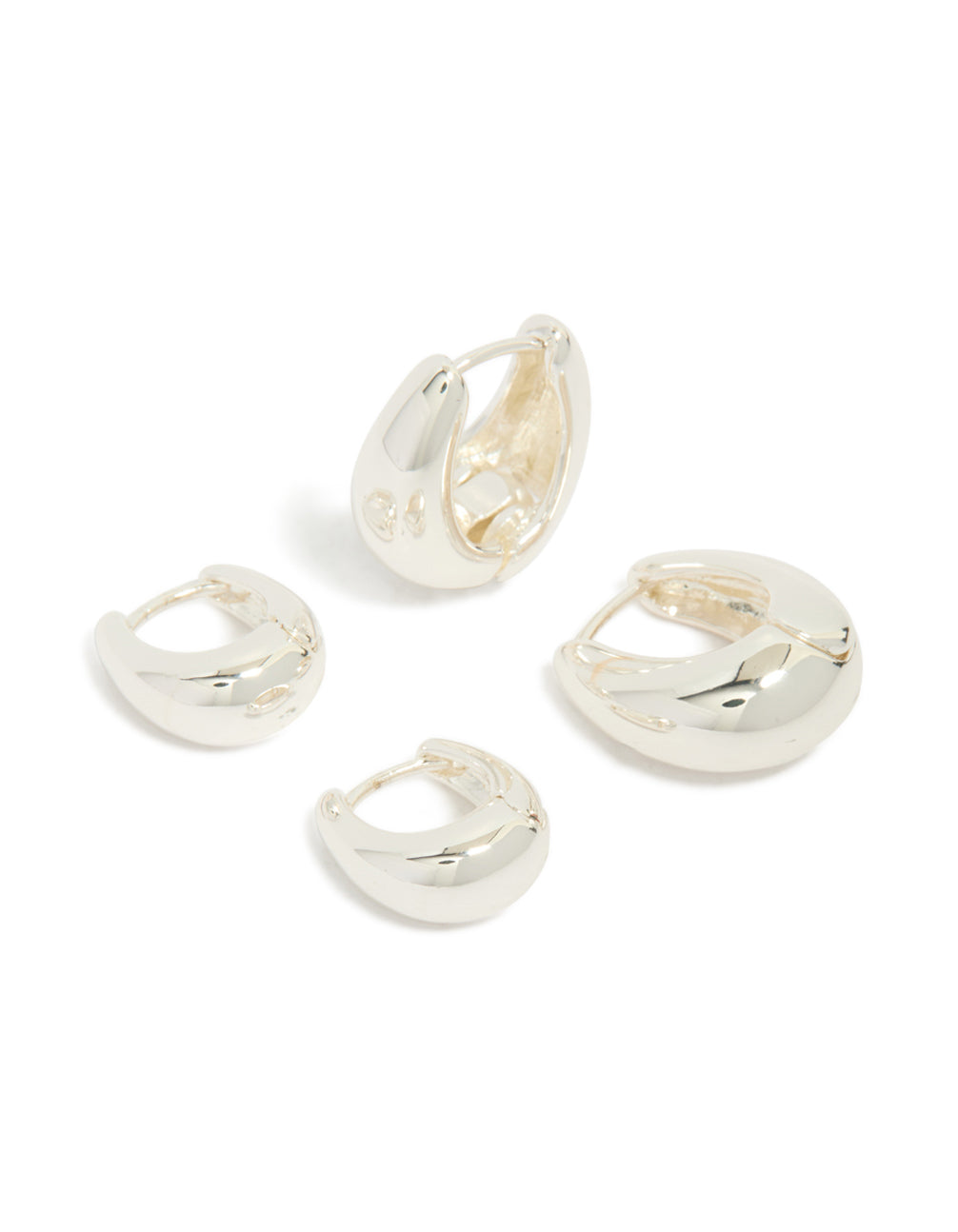 Silver Plated Small & Medium Oval Huggie Earrings