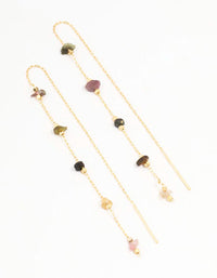 Gold Plated Semi Precious Station Thread Through Earrings - link has visual effect only