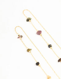 Gold Plated Semi Precious Station Thread Through Earrings - link has visual effect only