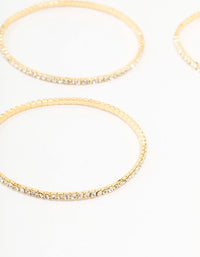Gold Plated Stretch Cup Chain Tennis Bracelets 3-Pack - link has visual effect only