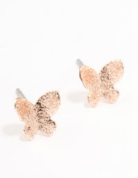Rose Gold Sand Blast Butterfly Stud Earrings - link has visual effect only