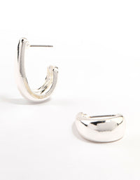 Silver Stretched Rectangular Hoop Earrings - link has visual effect only