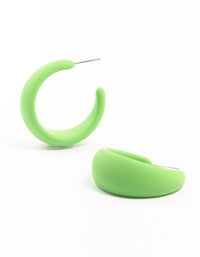 Green Coated Pointed Wide Hoop Earrings - link has visual effect only