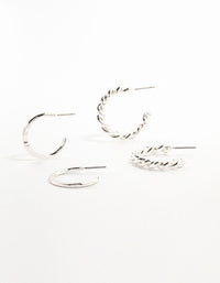 Silver Clean & Twisted Hoop Earrings 2-Pack - link has visual effect only