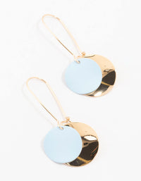 Gold & Blue Long Hawker Double Disc Drop Earrings - link has visual effect only