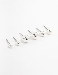 Silver Multiple Sphere Stud Earrings 3-Pack - link has visual effect only