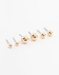 Gold Multiple Sphere Stud Earrings 3-Pack - link has visual effect only