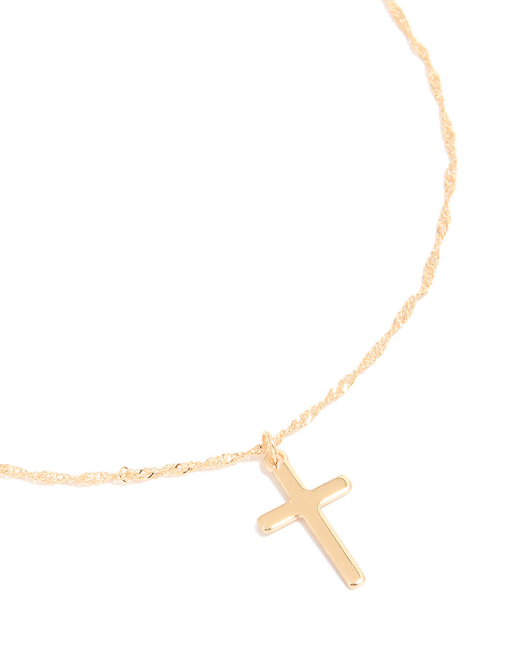 Gold Flat Solid Cross Necklace