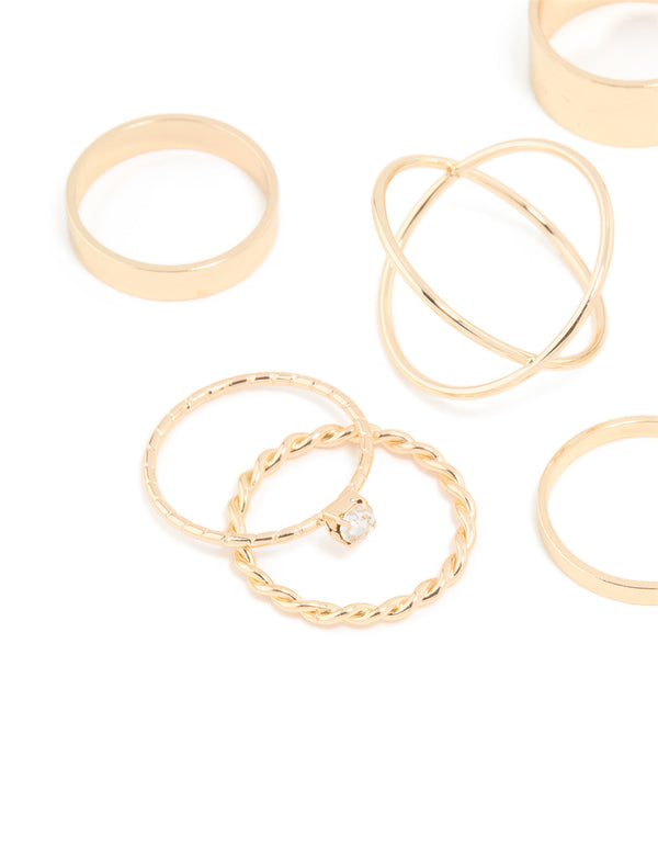 Gold Thick & Diamante Ring