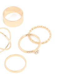 Gold Thick & Diamante Ring - link has visual effect only