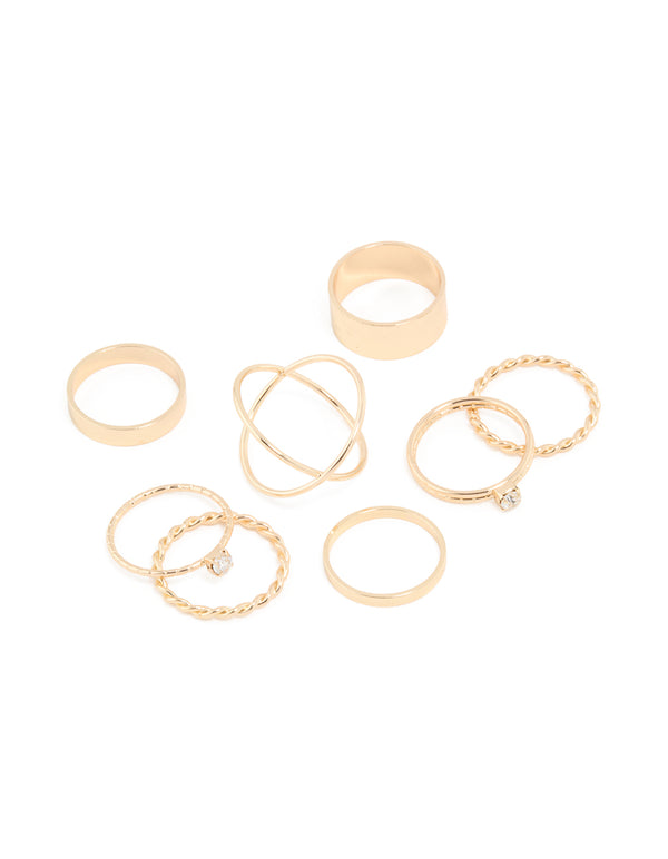 Gold Thick & Diamante Ring