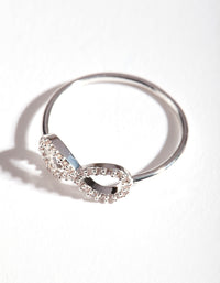 Beautiful silver cubic zirconia infinity ring close up view - link has visual effect only