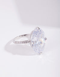 Silver Cubic Zirconia Large Oval Stone Ring - link has visual effect only