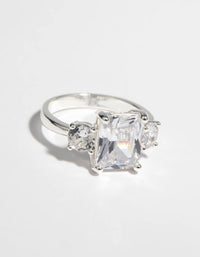 Showcasing a statement cubic zirconia engagement ring crafted from silver front view - link has visual effect only