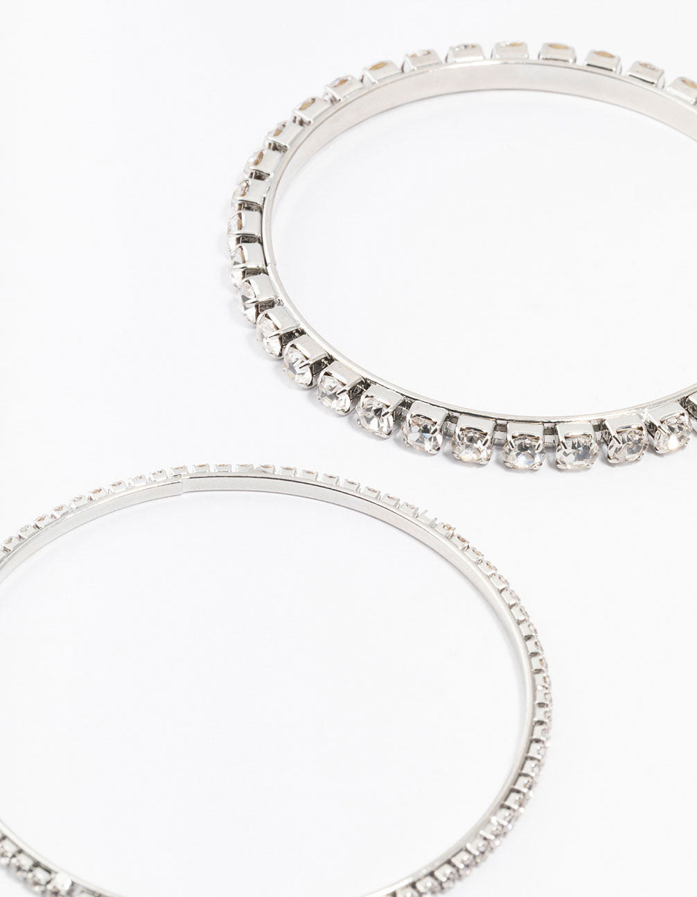 Diamante Silver Bangles 3-Pack