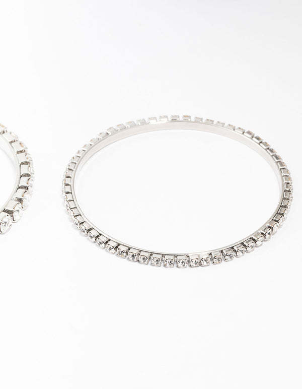 Diamante Silver Bangles 3-Pack