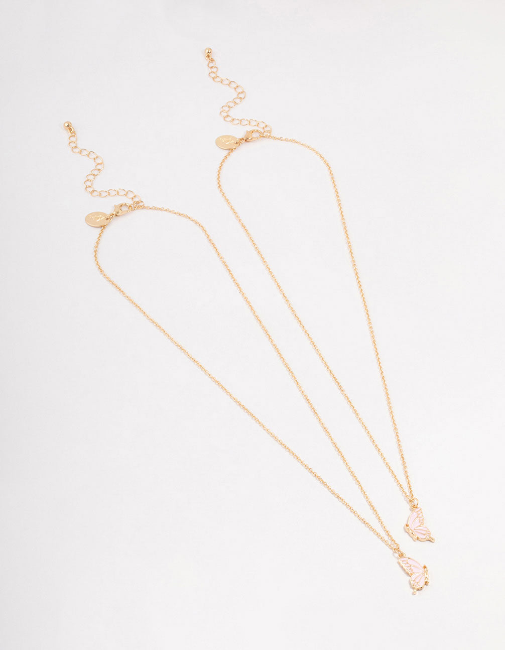 Gold & Pink Butterfly Necklaces 2-Pack