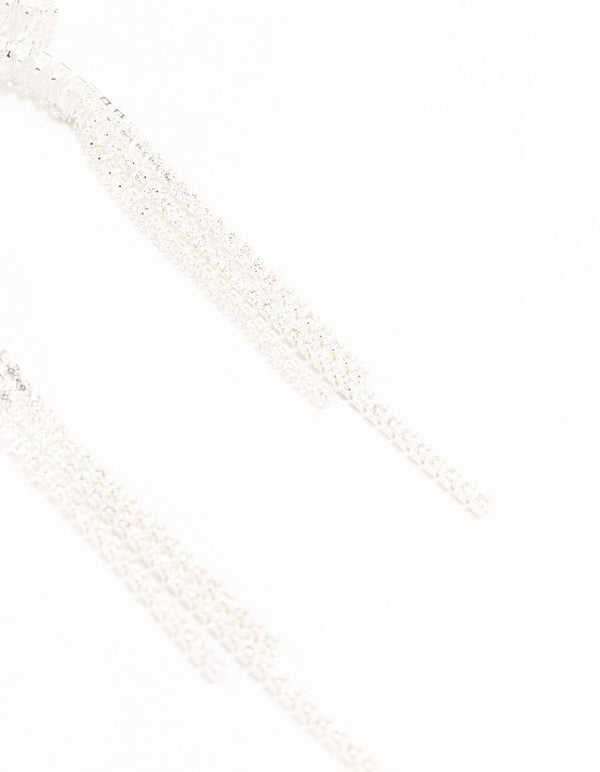 Silver Plated Baguette Loop Dangle Earrings