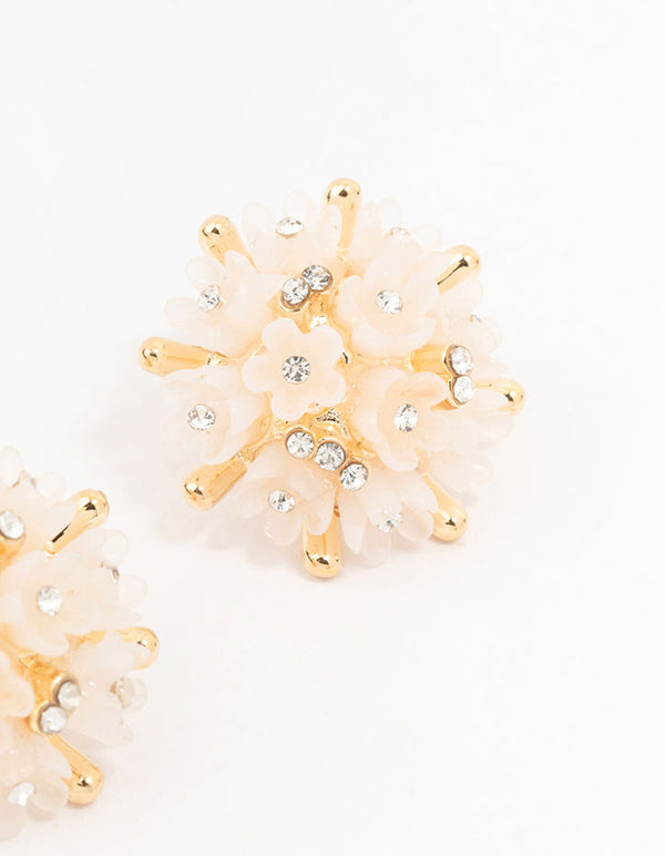 Gold Plated Mini Flower Dome Stud Earrings