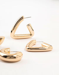 Gold Mixed Shape Hoop Earrings 2-Pack - link has visual effect only
