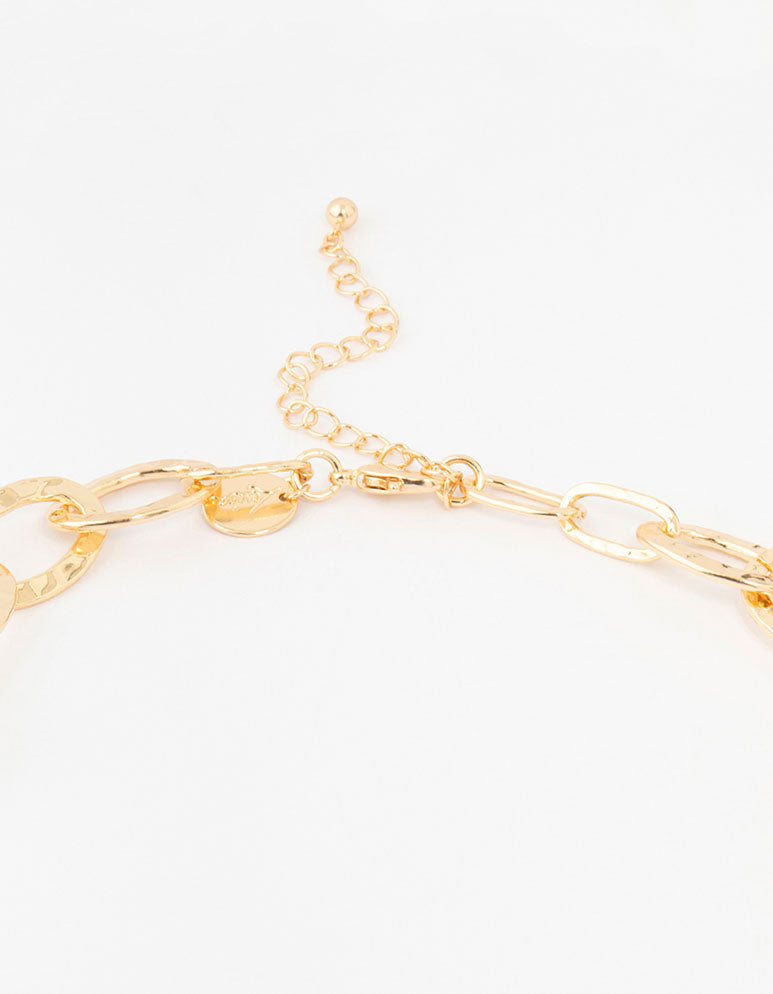 Gold Link Station Long Necklace