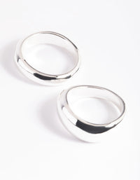 Crafted from silver plated material irregular ring set with statement style front view - link has visual effect only