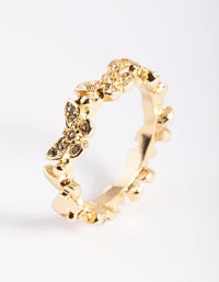 Highlighting a dainty gold butterfly band ring crafted from plated material in dainty style close up view - link has visual effect only