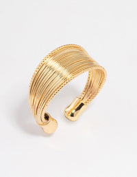 Gold Plated Textured Rows Ring - link has visual effect only