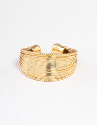 Gold Plated Textured Rows Ring - link has visual effect only