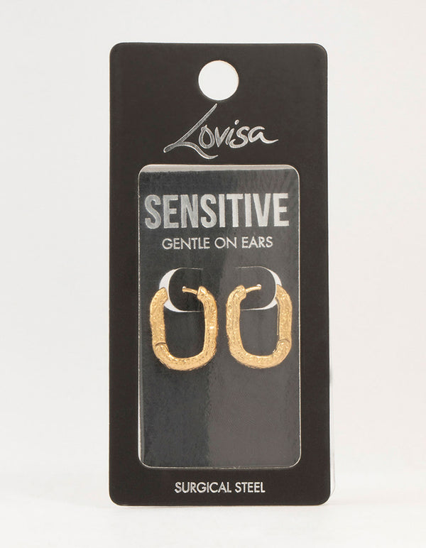 Gold Plated Surgical Steel Organic Square Oval Hoop Earrings