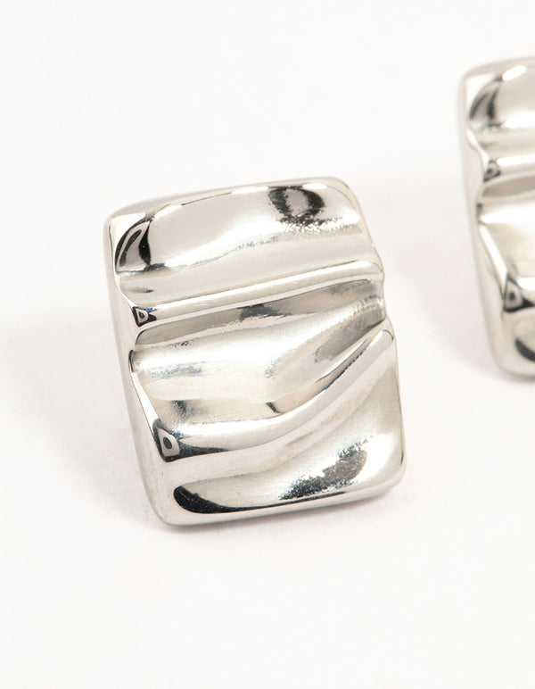 Surgical Steel Rectangle Ripple Stud Earrings