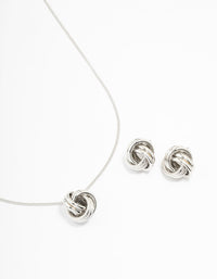 Silver Round Knot Necklace & Earring Set - link has visual effect only
