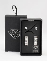 Silver Cubic Zirconia Hoop & Earrings Multipack - link has visual effect only