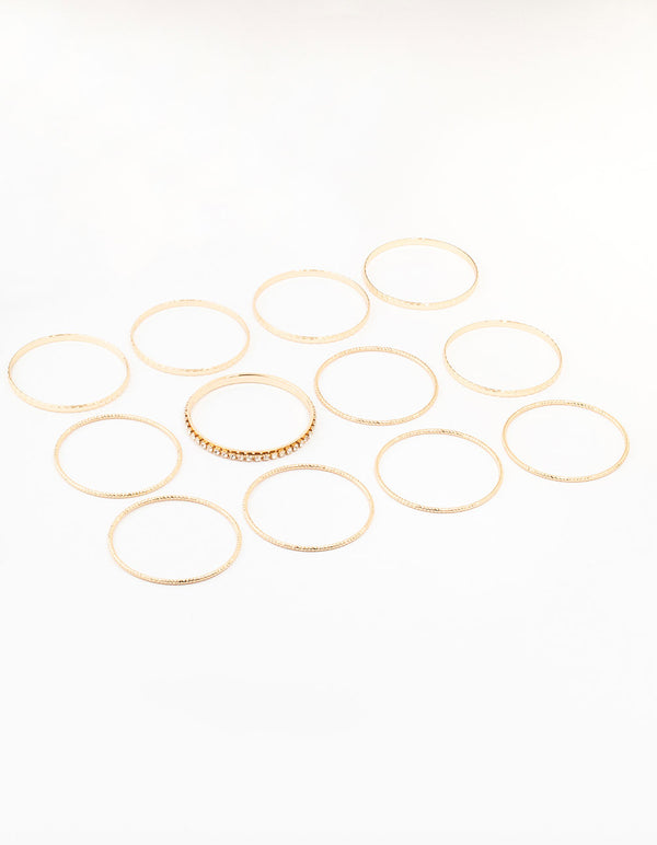 Gold Bangle Bracelets 12-Pack