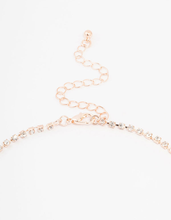 Rose Gold Pearl & Diamante Necklace