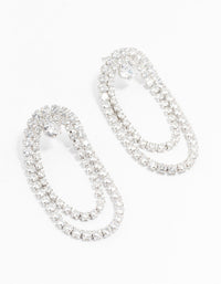 Silver Cubic Zirconia Draped Cupchain Earrings - link has visual effect only