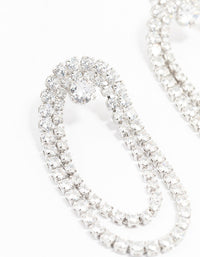 Silver Cubic Zirconia Draped Cupchain Earrings - link has visual effect only