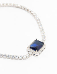 Silver Framed Rectangular Cubic Zirconia Bracelet - link has visual effect only