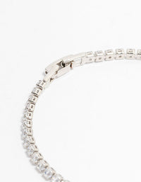 Silver Framed Rectangular Cubic Zirconia Bracelet - link has visual effect only