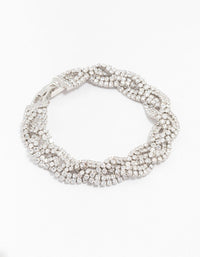 Silver Braided Cubic Zirconia Bling Bracelet - link has visual effect only
