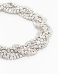 Silver Braided Cubic Zirconia Bling Bracelet - link has visual effect only
