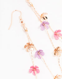 Rose Gold Multi-Coloured Flower Chain Drop Earrings - link has visual effect only