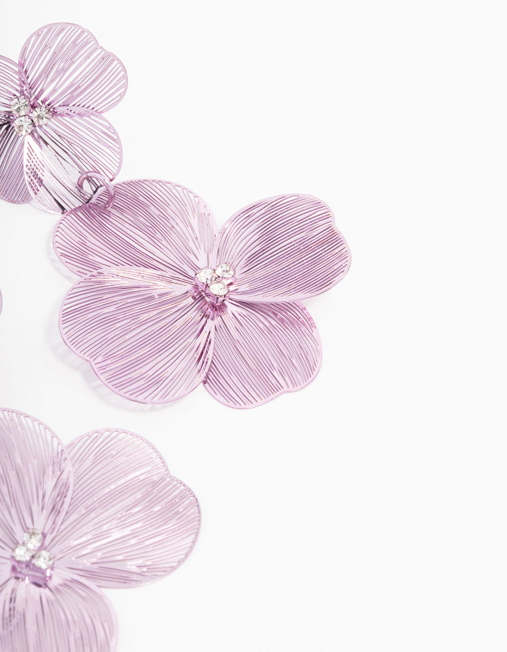 Rose Gold  Purple Coated Lazercut Flower Drop Earrings